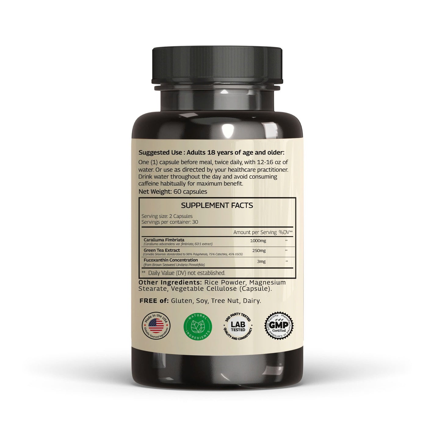 Caralluma Fimbriata Green Tea Extract Fucoxanthin 1250mg