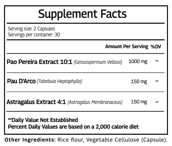 Pao Pereira Pau D'Arco Supplement fact