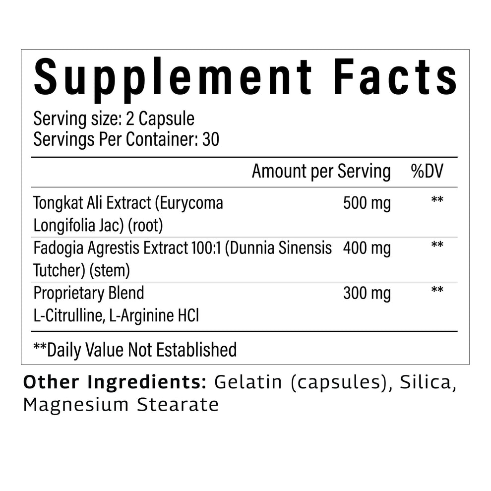 Tongkat Ali and Fadogia Agrestis Supplement fact