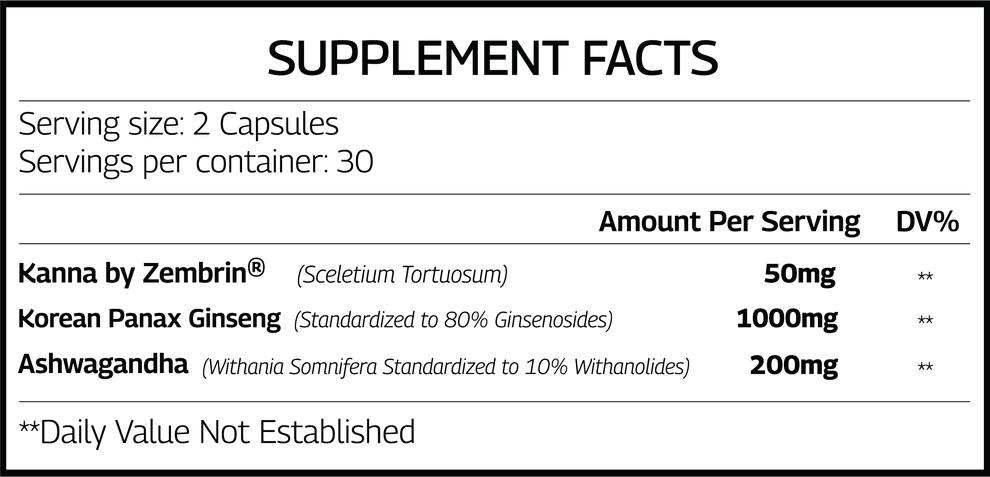 Kanna by Zembrin Panax Ginseng supplement facts Vinatura